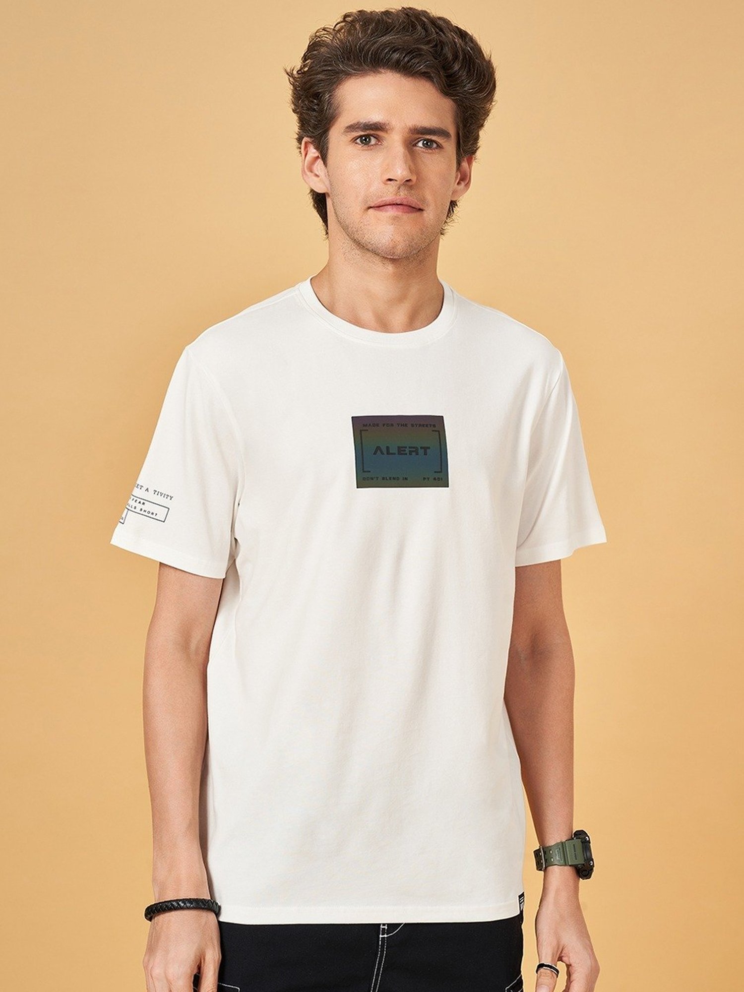 Street 808 By Pantaloons White Regular Fit T-Shirt