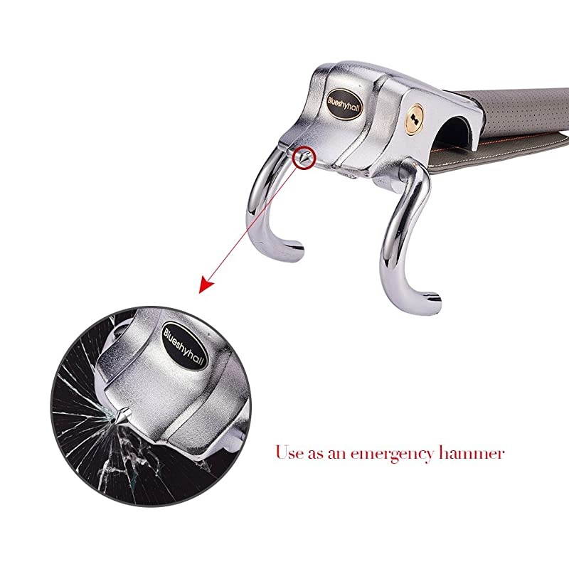 Car Steering Wheel Lock, Anti-Theft Locking Devices Safety Hammer with 2 Keys, Universal for Auto Car Vehicle Truck SUV, Grey