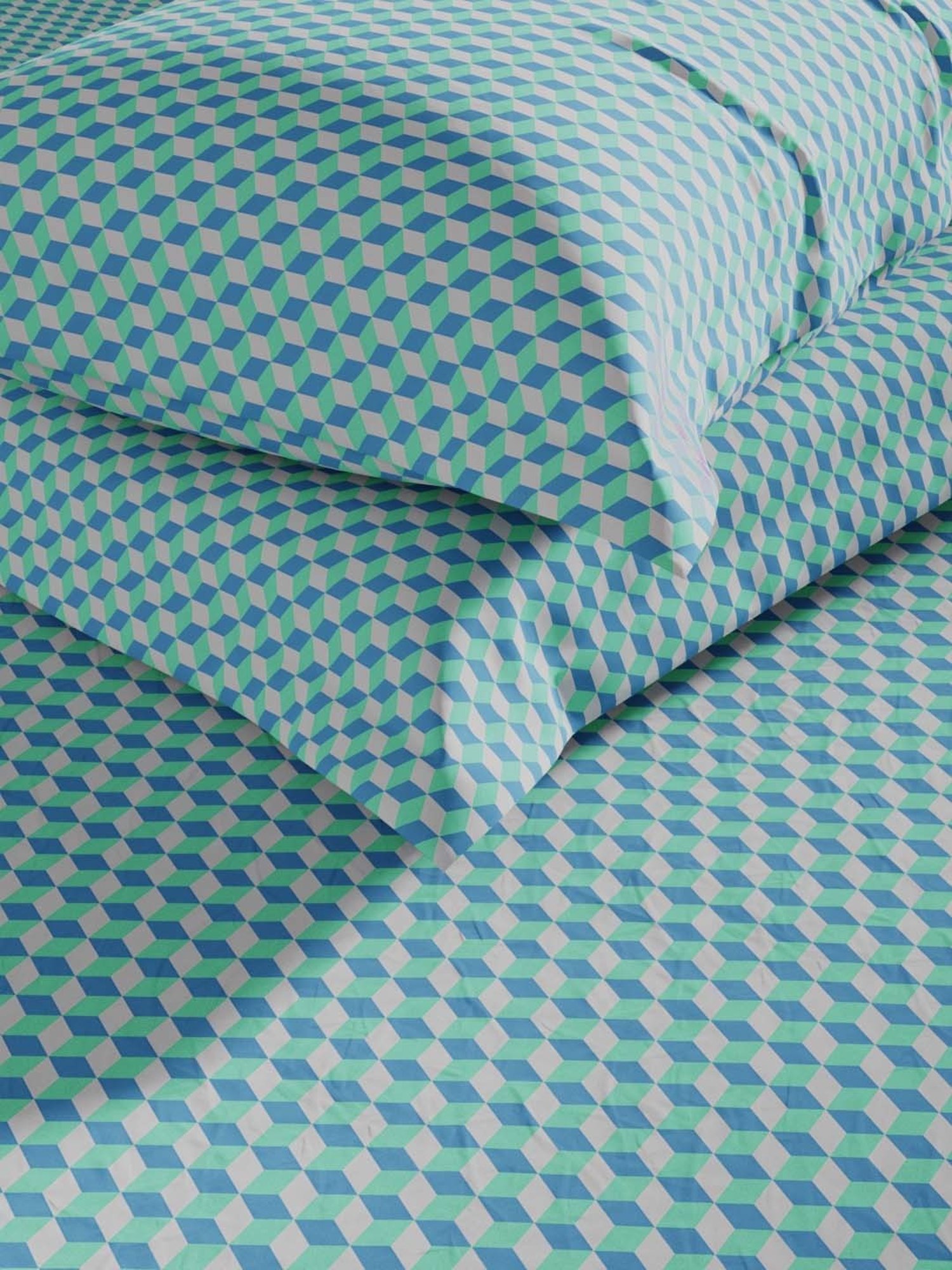 Nautica Northsail Blue & Green 150 TC Cotton King Bedsheet with 2 Pillow Covers