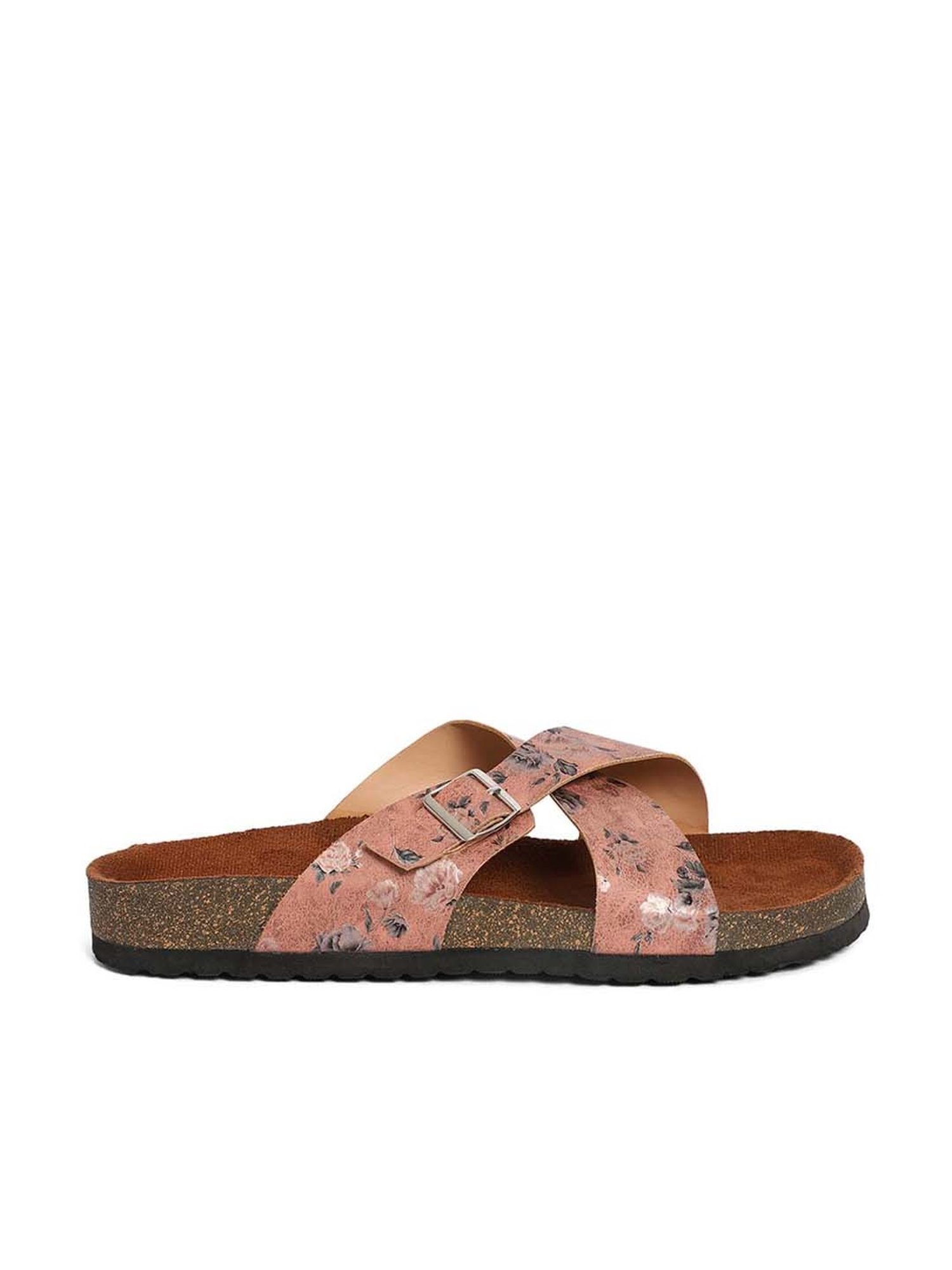 Mozafia Women's Peach Cross Strap Sandals