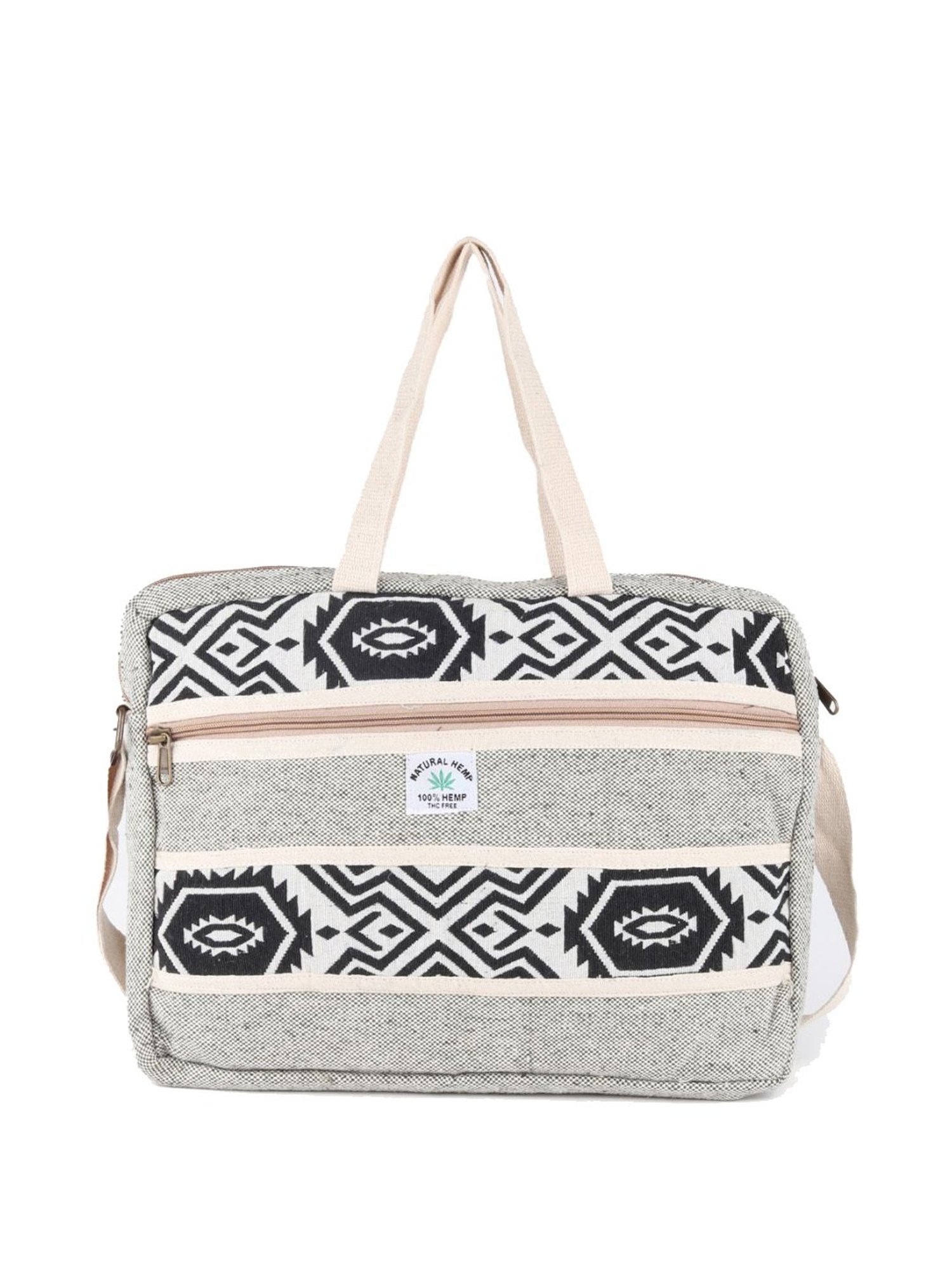 Odette Off White Fabric Textured Laptop Messenger Bag