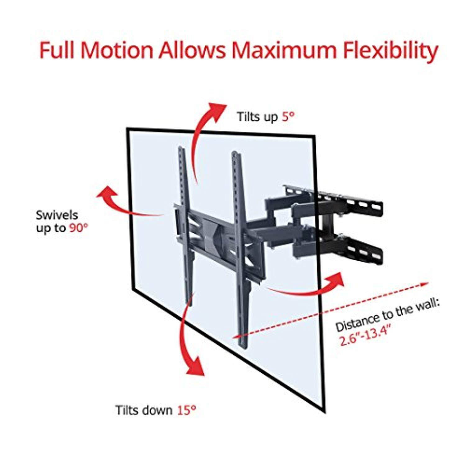 fleximounts a22 full motion articulating tv wall mount tilt swivel bracket fit for 32-60 inch 4k hd led lcd screens