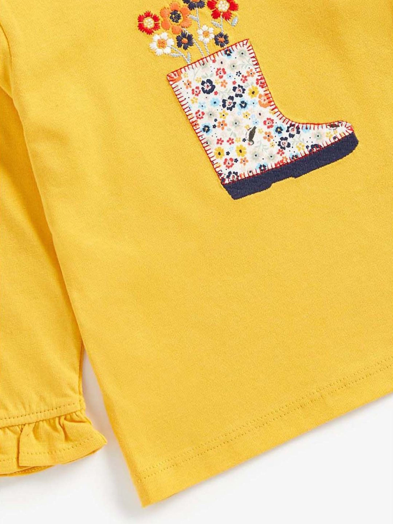 Mothercare Kids Yellow Cotton Applique Full Sleeves Top