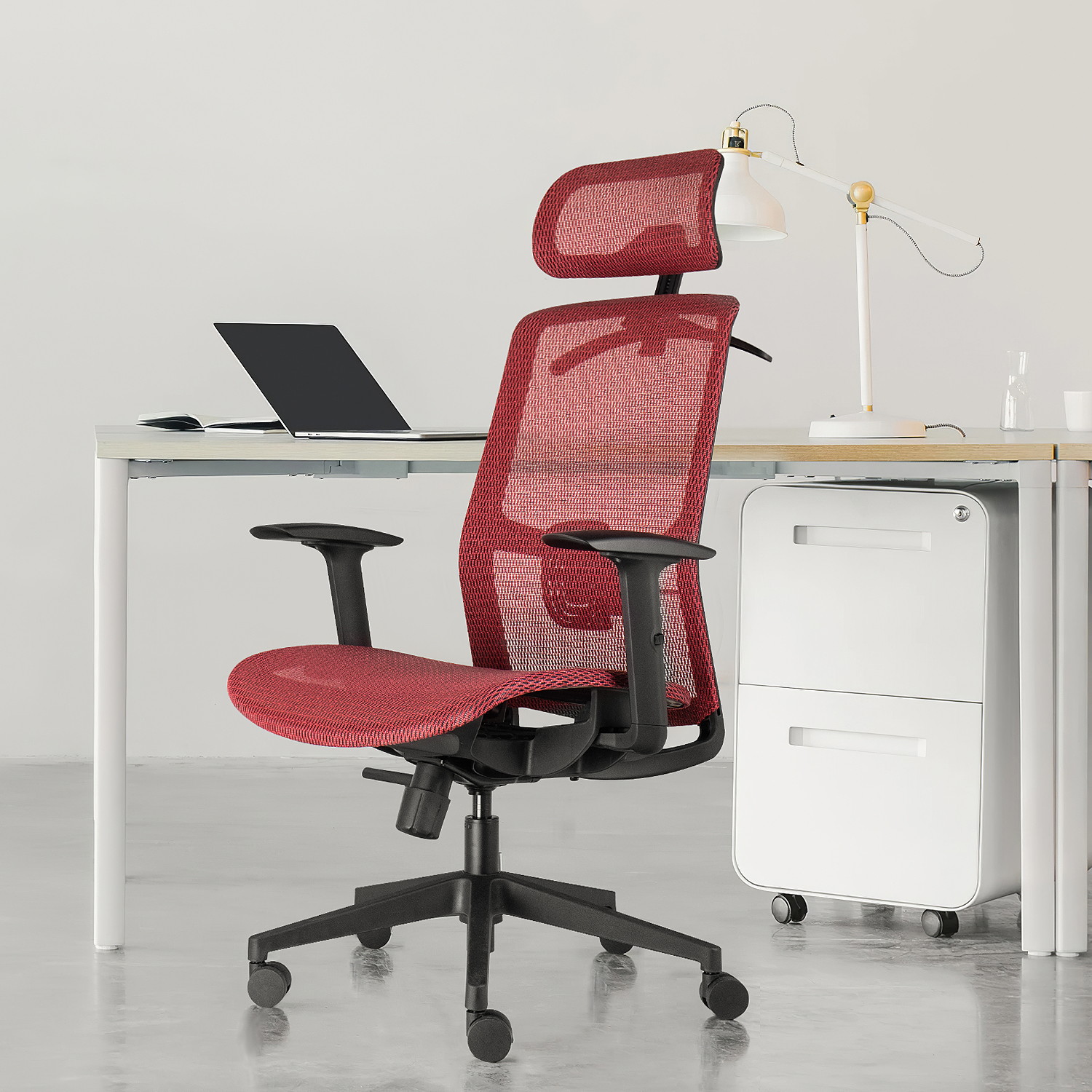 Furmax Ergonomic Office Chair Executive Chair with Mesh Seat High Back Computer Desk Chair with Adjustable Headrest Lumbar Support Armrest Rolling Task Chair with Clothes Hanger (Black)