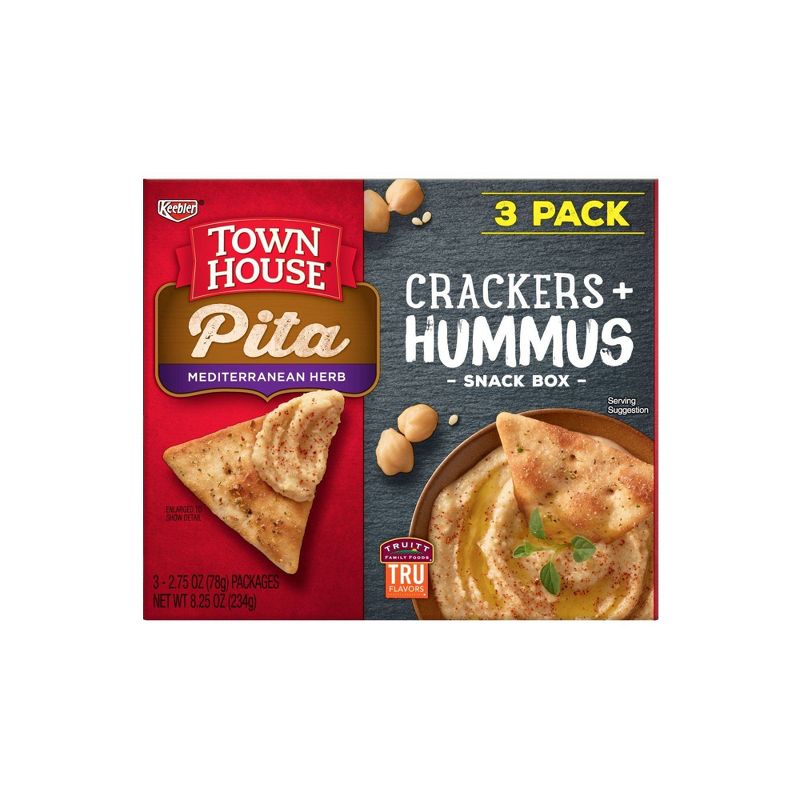 Townhouse Mediterranean Herb Pita Crackers & Hummus Snackbox - 3ct