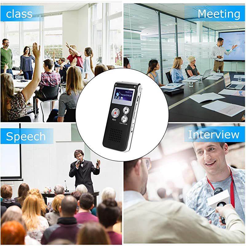 Digital Voice Recorder, 16GB Voice Activated Recorder with Playback,  Mini Audio Recorder for Lectures, Meetings, Interviews, Portable Tape Dictaphone with USB, MP3