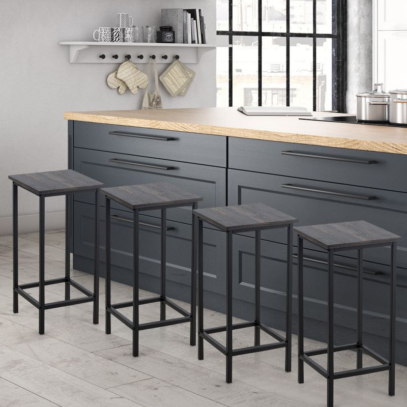 Costway Set of 4 Bar Stools 24'' Counter Height Backless Dining Stools Wood