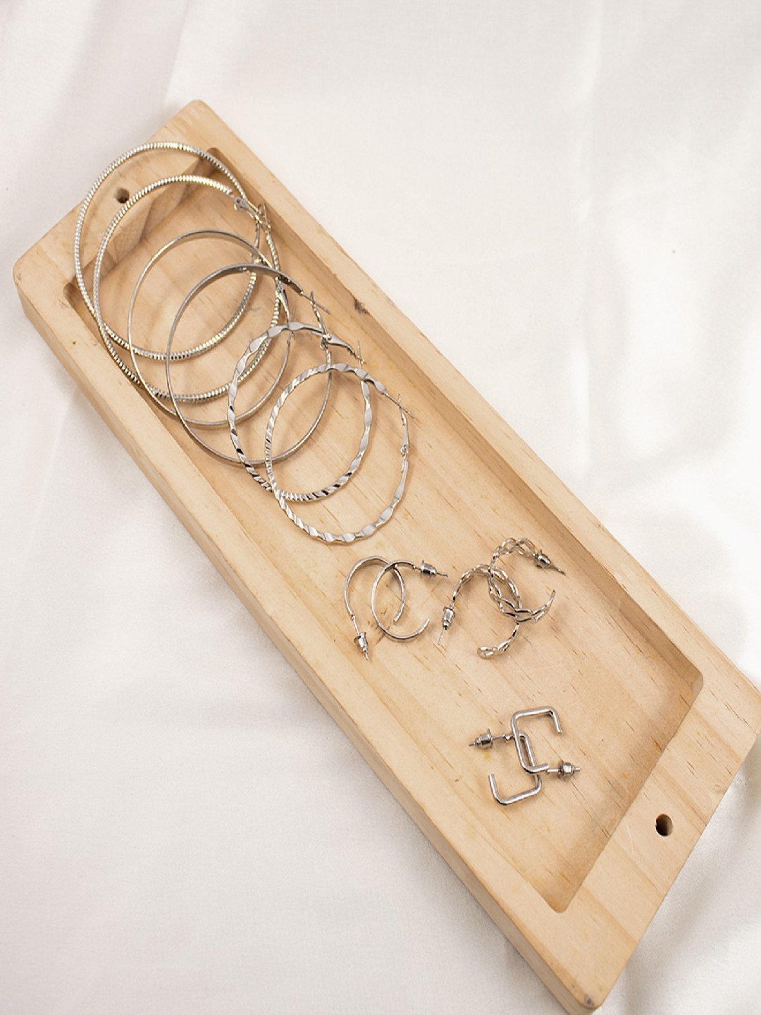 Jewelz Fashion Silver Hoop Earring Set for Women Pack of 6