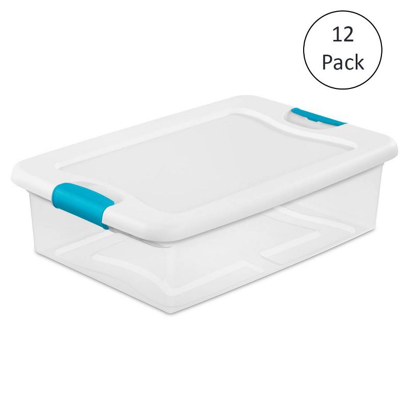 Sterilite 32 Qt Plastic Clear Stackable Latching Storage Box Container (12 Pack)