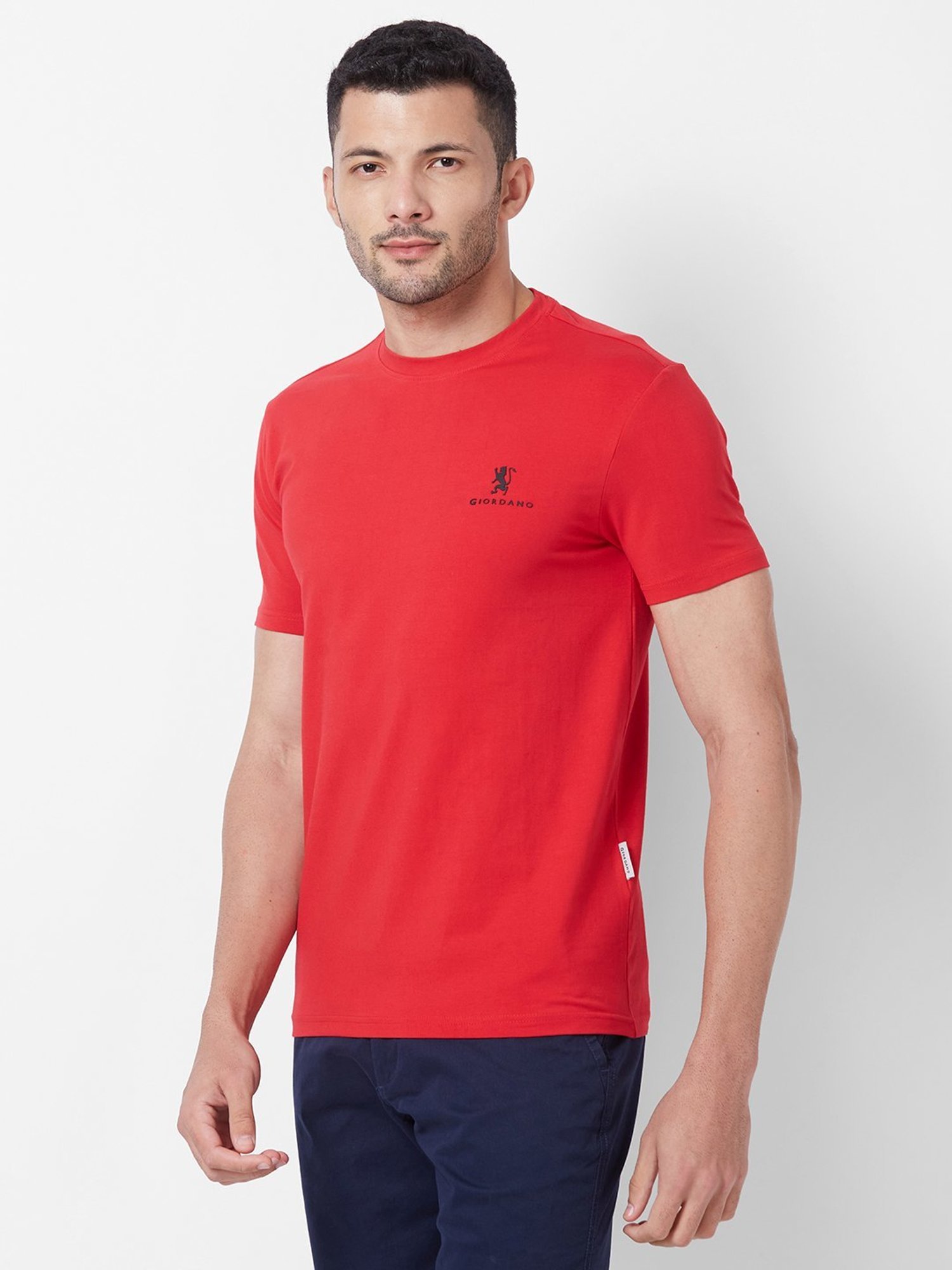 Giordano Red Cotton Slim Fit T-Shirt