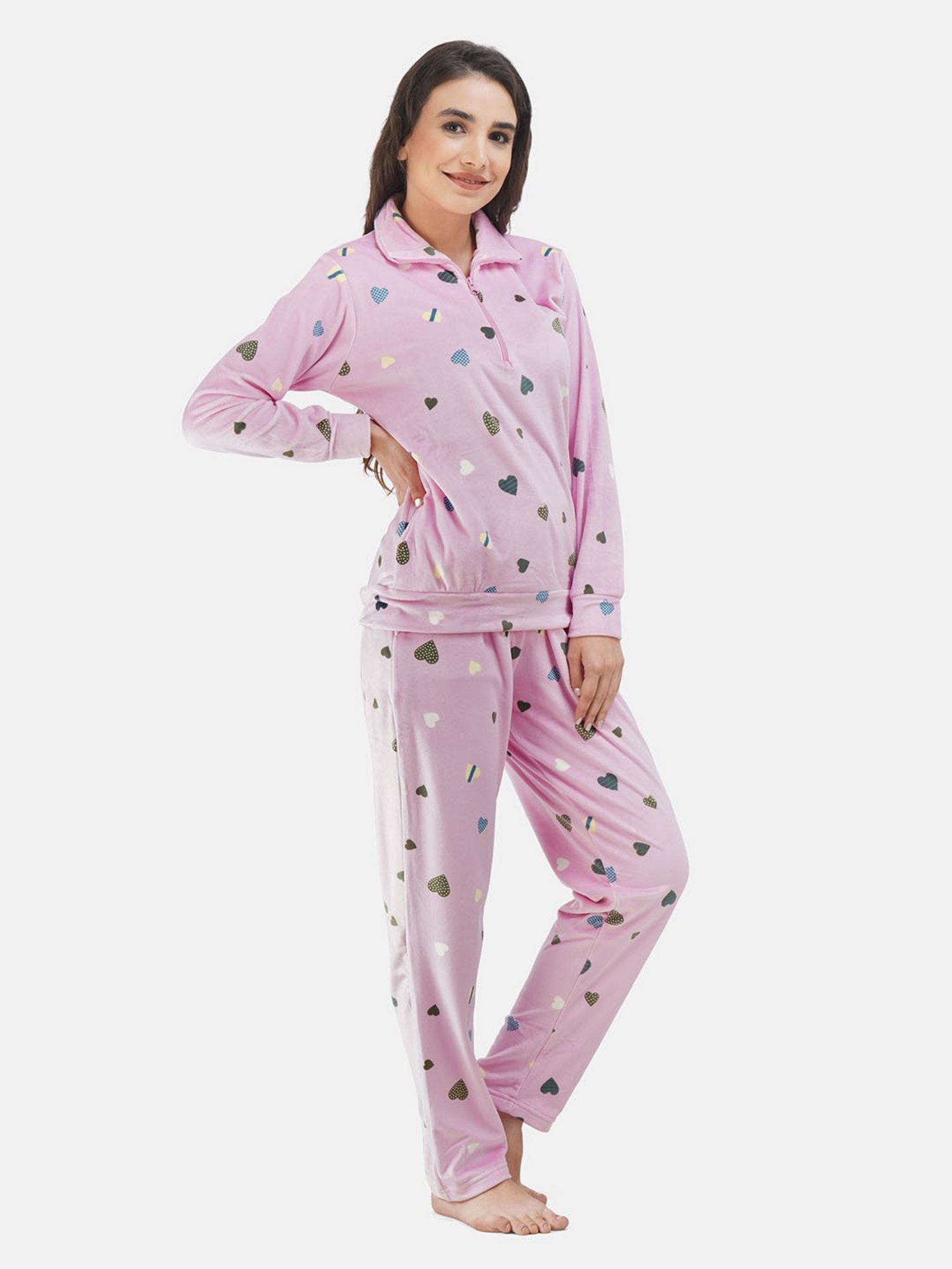 KOI SLEEPWEAR Light Pink Printed Sweatshirt With Pyjamas