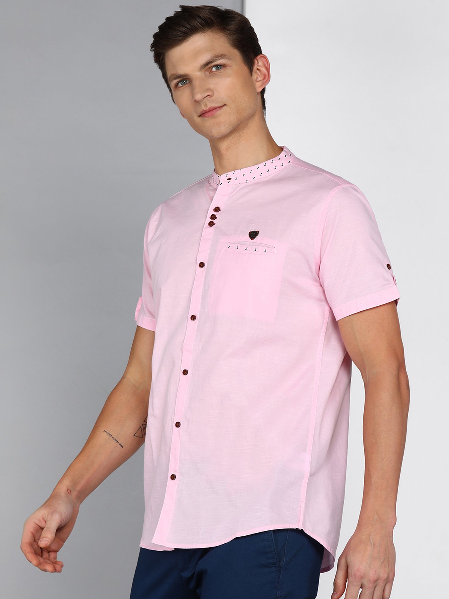 Kuons Avenue Light Pink Slim Fit Shirt