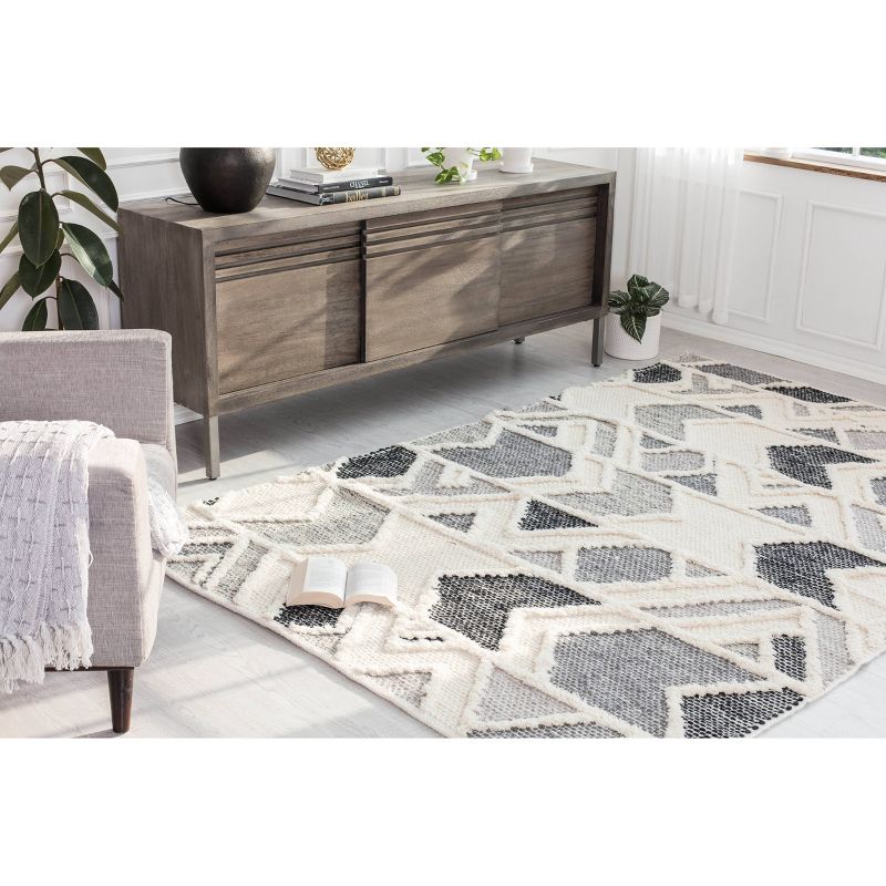 5'x8' Slings and Arrows Area Rug Ivory/Gray/Blue - Anji Mountain