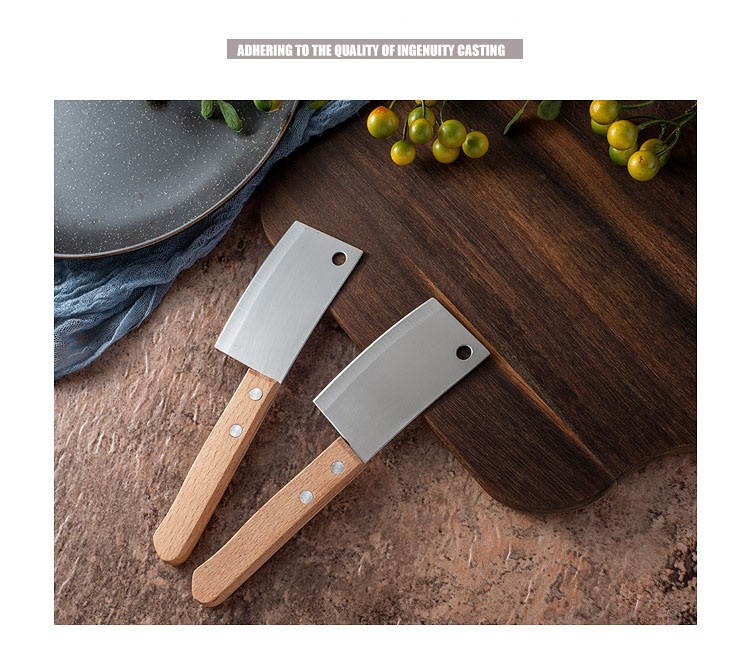 2Pcs Stainless Steel Cheese Knife Portable Meat Fruit Vegetable Kitchen Chopping Chef Knife Cleaver Survival Camping Outdoor BBQ Tools