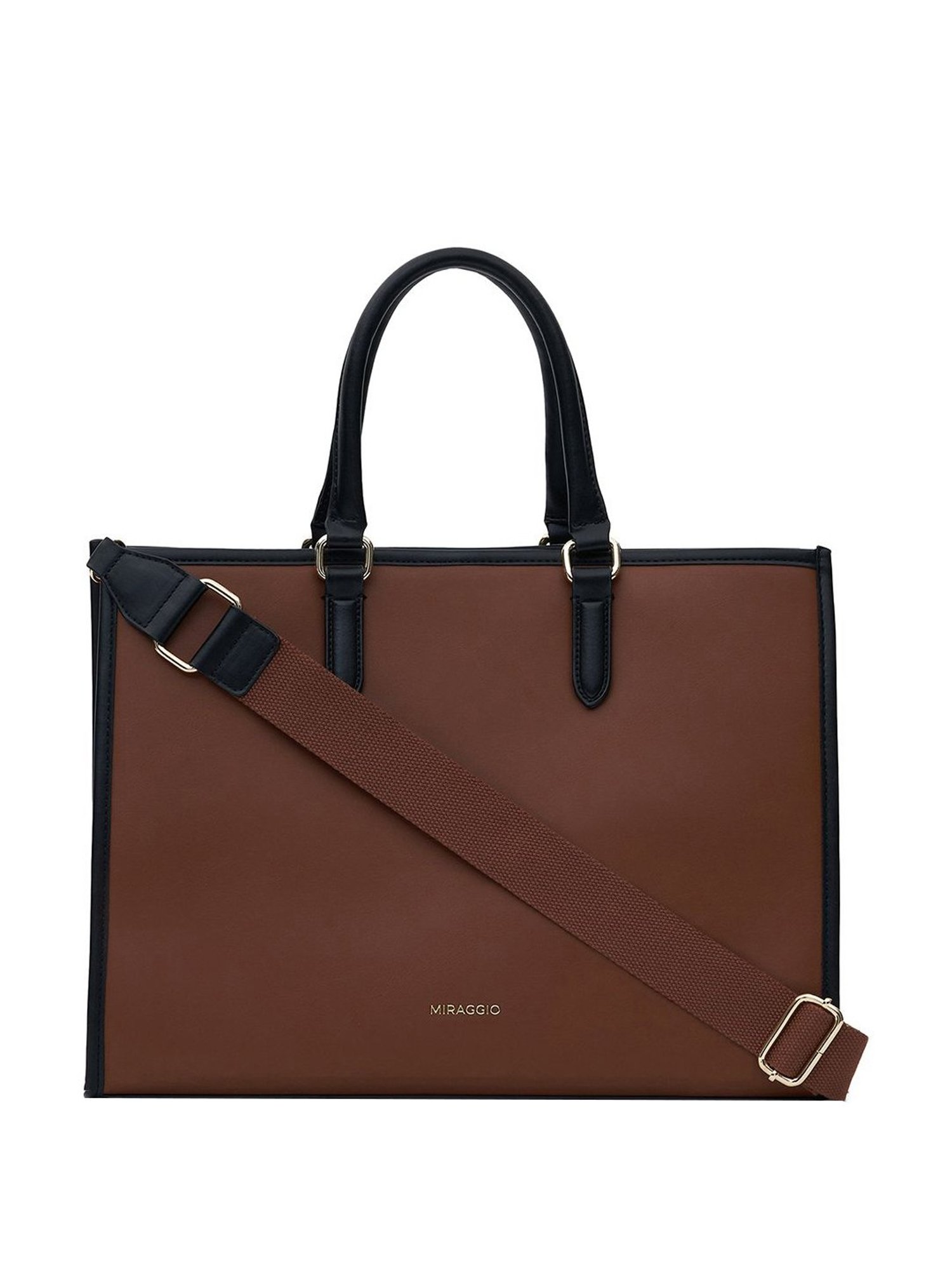 Miraggio Brown Solid Large Tote Handbag