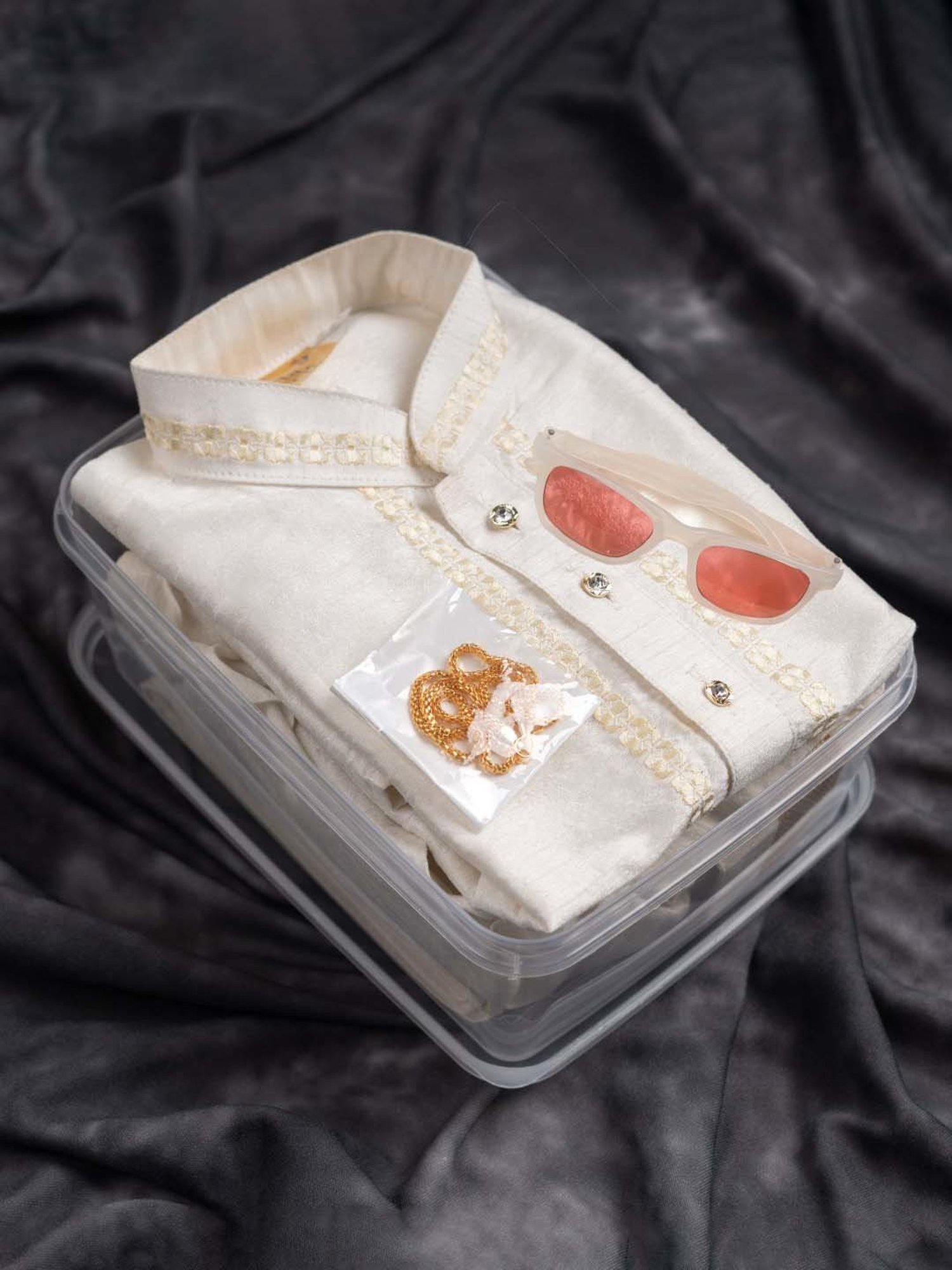 Baby Moo Kids Cream & Yellow Regular Fit Full Sleeves Kurta Set