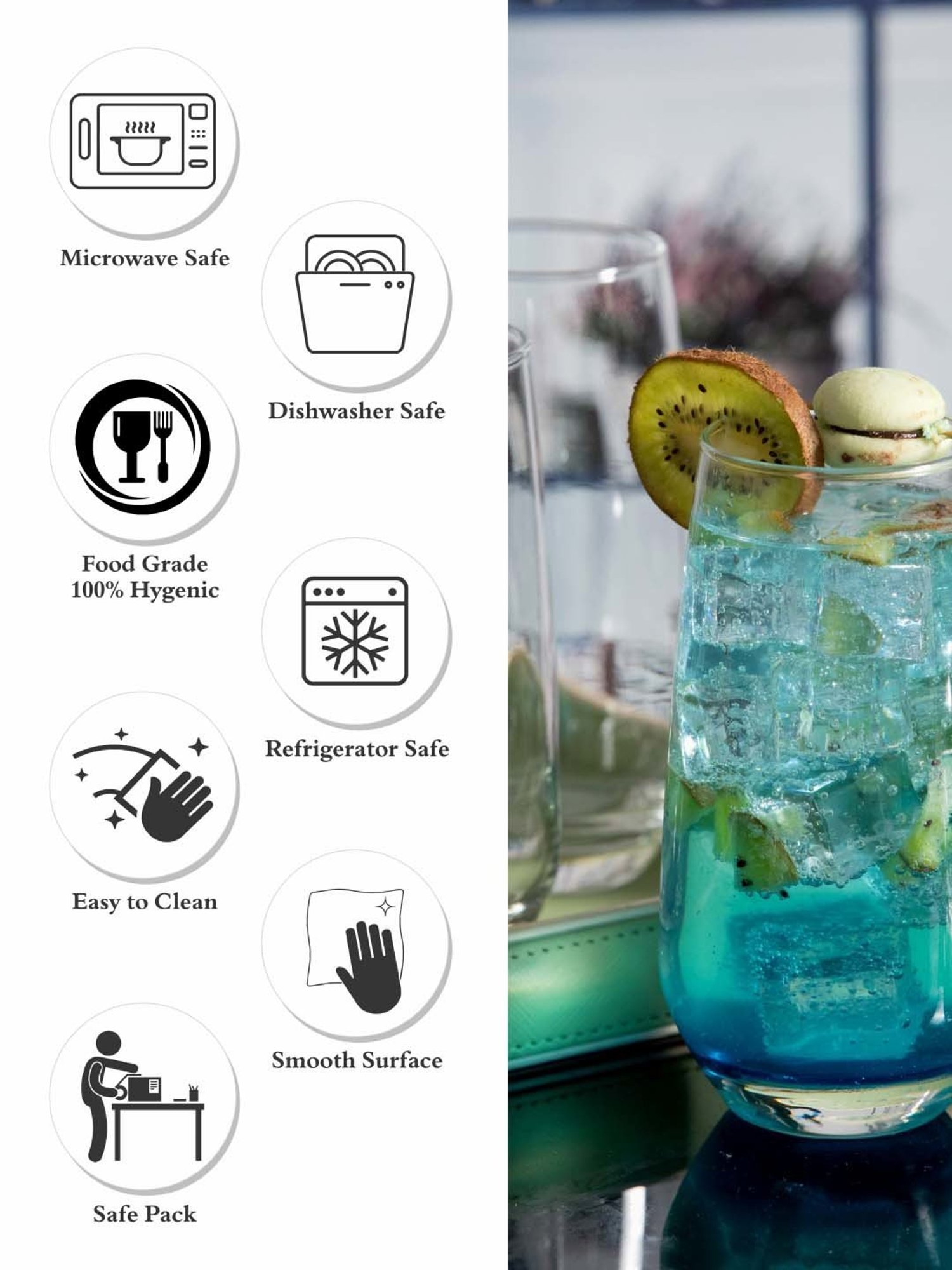 ROXX Meridian Transparent Glass Tumbler (0.44 L) - Set of 6