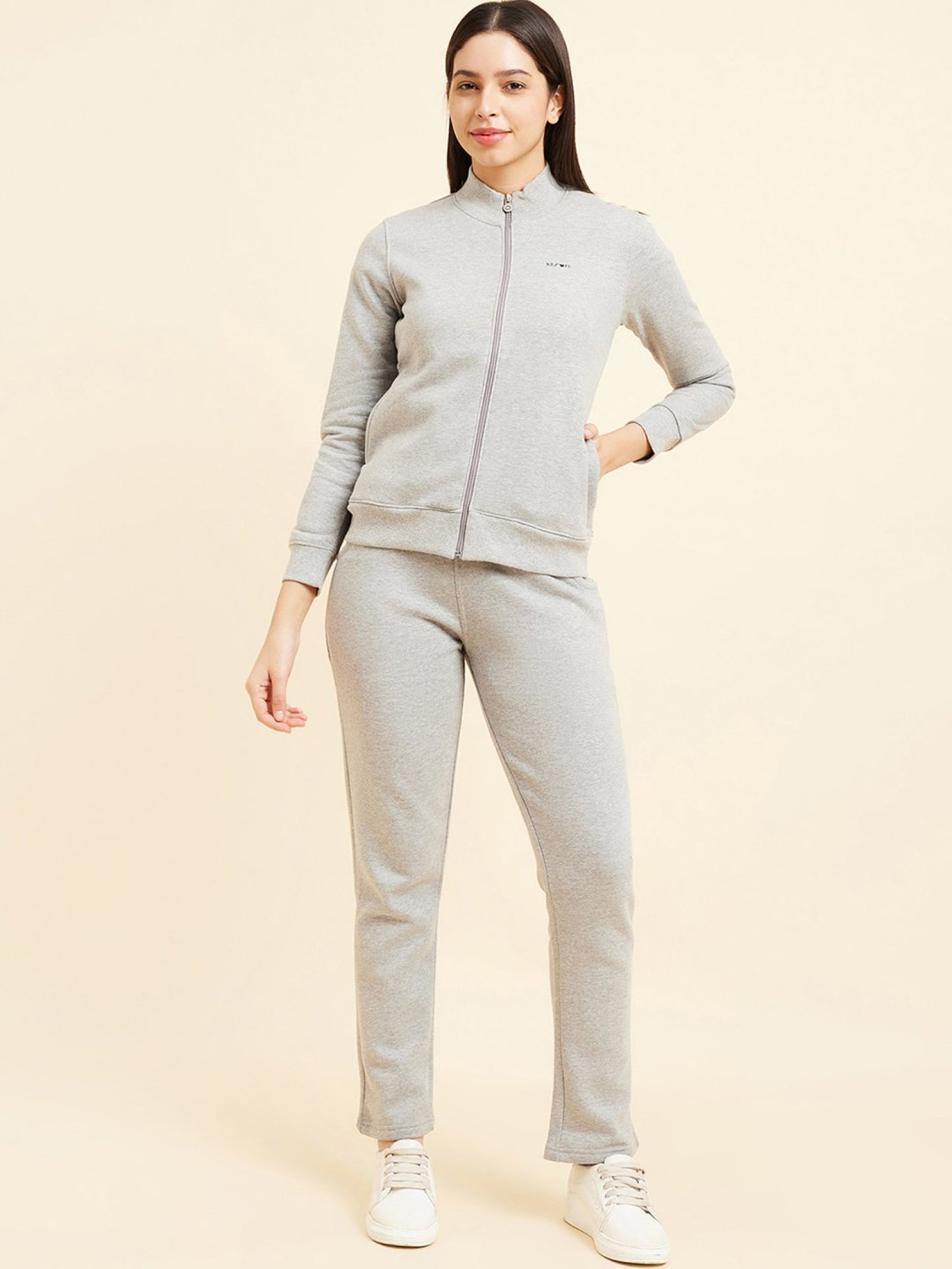 Sweet Dreams Grey Regular Fit Sports Jacket Track Pants Set