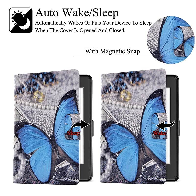Kindle Paperwhite Case The Thinnest and Lightest PU Leather Case With Auto WakeSleep Feature Smart Cover For  Kindle Paperwhite Fits All 2012 2013 2015 and 2016 VersionsButterfly