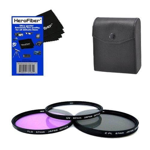 67mm Multi-Coated professional 3 Piece Lens Filter Kit (UV-CPL-FLD) For The Nikon AF-S NIKKOR 85mm f/1.8G Lens with HeroFiber&reg; Ultra Gentle Cleaning Cloth