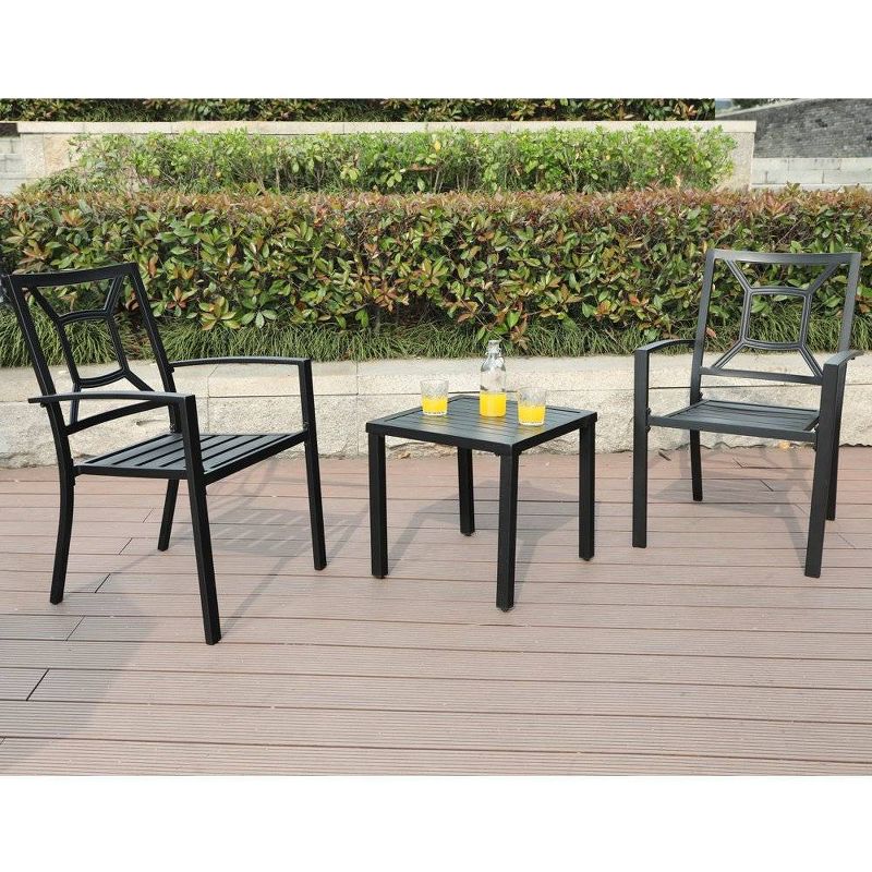 3pc Steel Bistro Set Gray - Nuu Garden