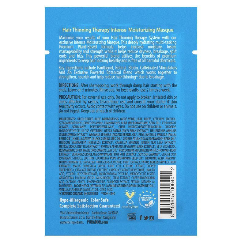 6ct Pura d'or Hair Thinning Therapy Intense Moisturizing Masque