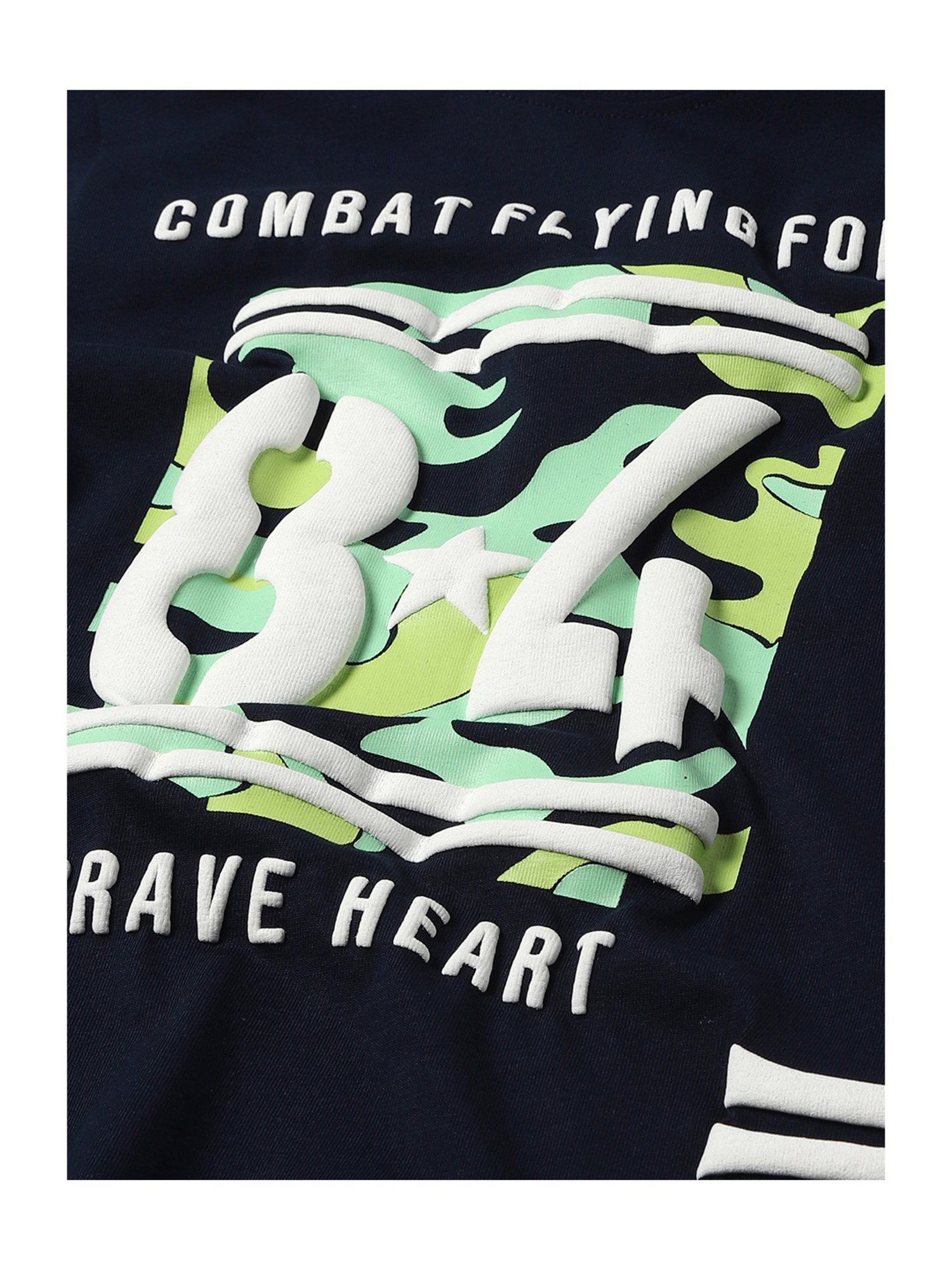 Plum Tree Kids Navy & Green Printed T-Shirt (Pack Of 2)