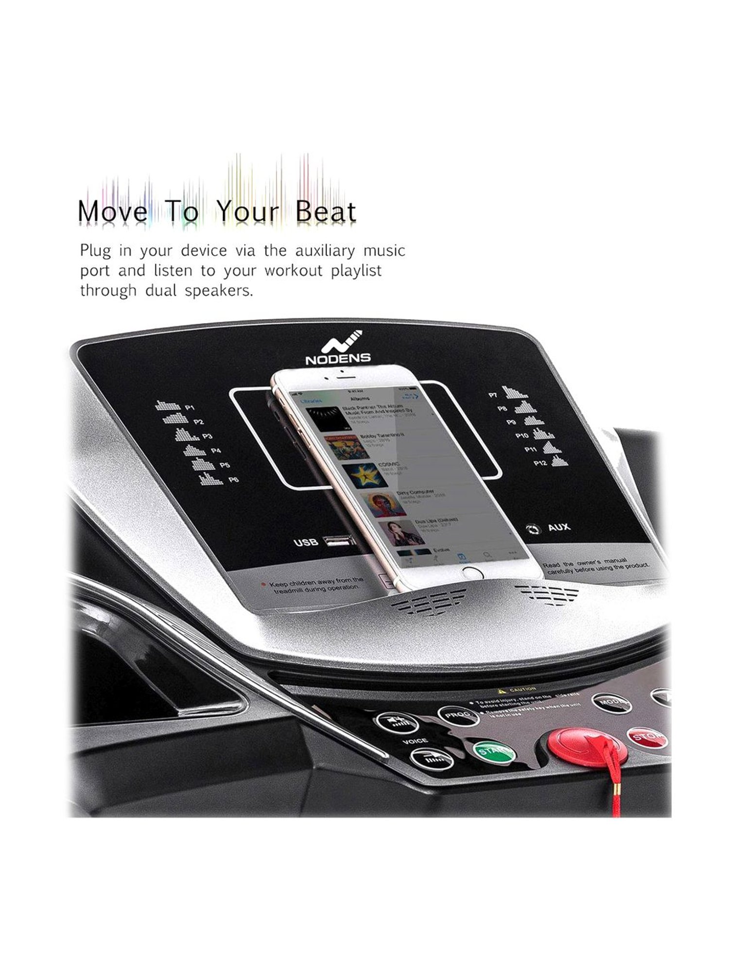 NODENS Fitness Black Motorised Multifunctional Treadmill (2.0 HP Peak)