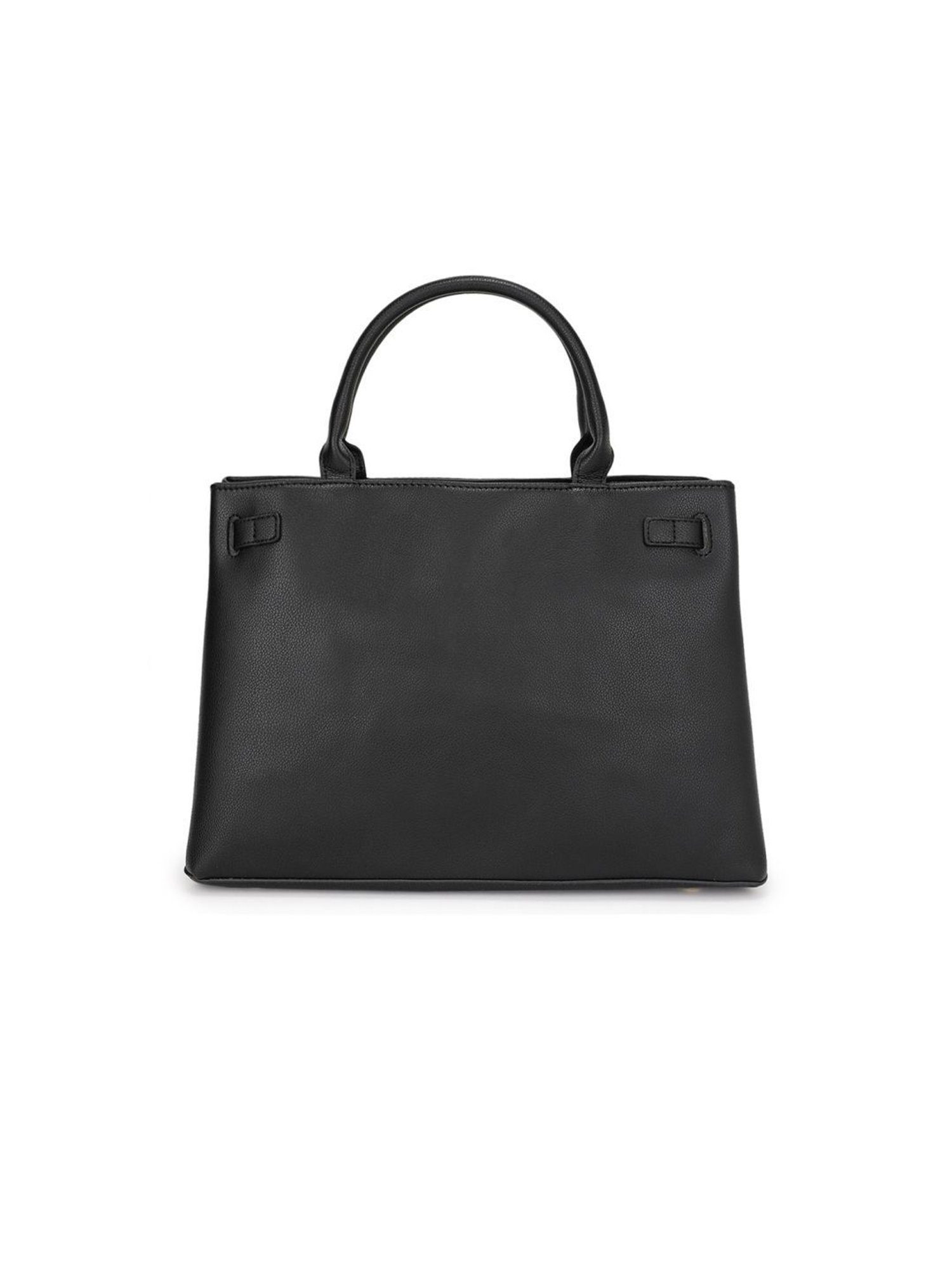 Tyra Ruby Black Solid Faux Leather Tote Handbag