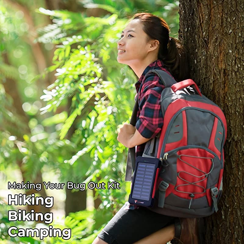 Solar Charger - Solar Powerbank &ndash; 10,000mah Charger - Best Waterproof Solar Charger for Phones, USB Devices, Tablets & MP3 Players - for Indoor & Outdoor Use - Compass inc