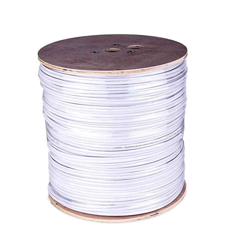 1000 ft RG59 Siamese CCTV Combo Coaxial Cable White 20AWG RG59 + 182 18AWG Power