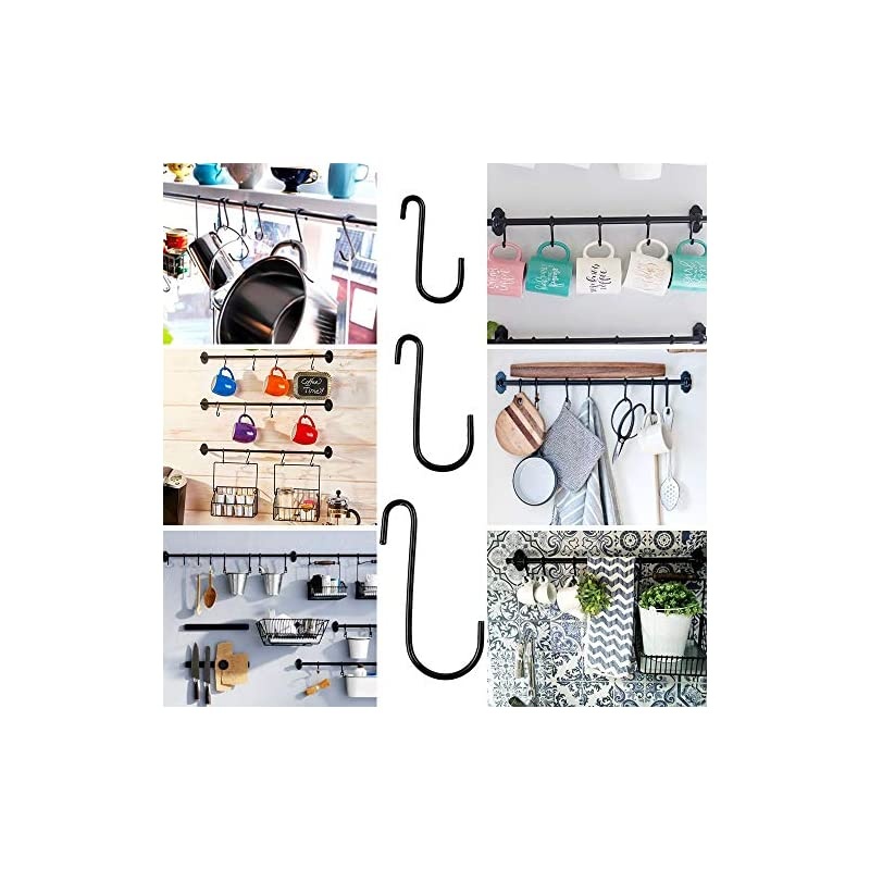 21 Pack Heavy Duty S Hooks Black S Shaped Hooks Hanging Hangers Hooks for Pan, Pot, Coat, Bag, Plants Kitchen, Bathroom, Bedroom and Office(21 Pack/S Hook/Black/ 3 Assortment 2.5"/3"/4")