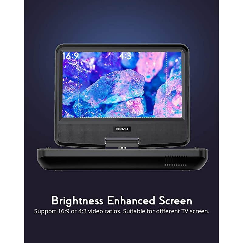 11 Portable DVD Player Support Power Bank Charging Last Memory Function Region Free SDUSBAVOut Port with HD Swivel Screen Black
