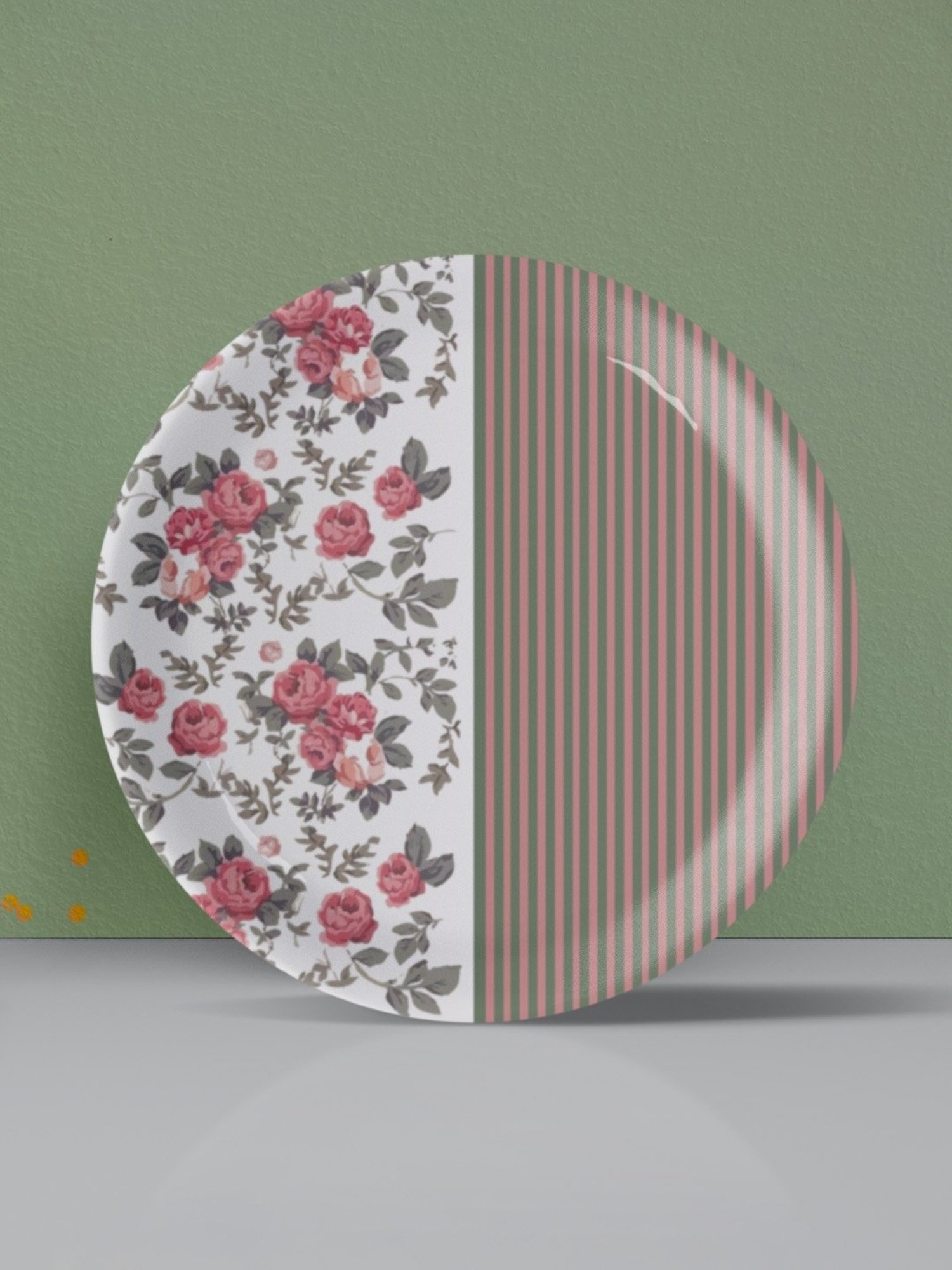 Nestroots English Floral Printed Multicolor Porcelain Wall Plate