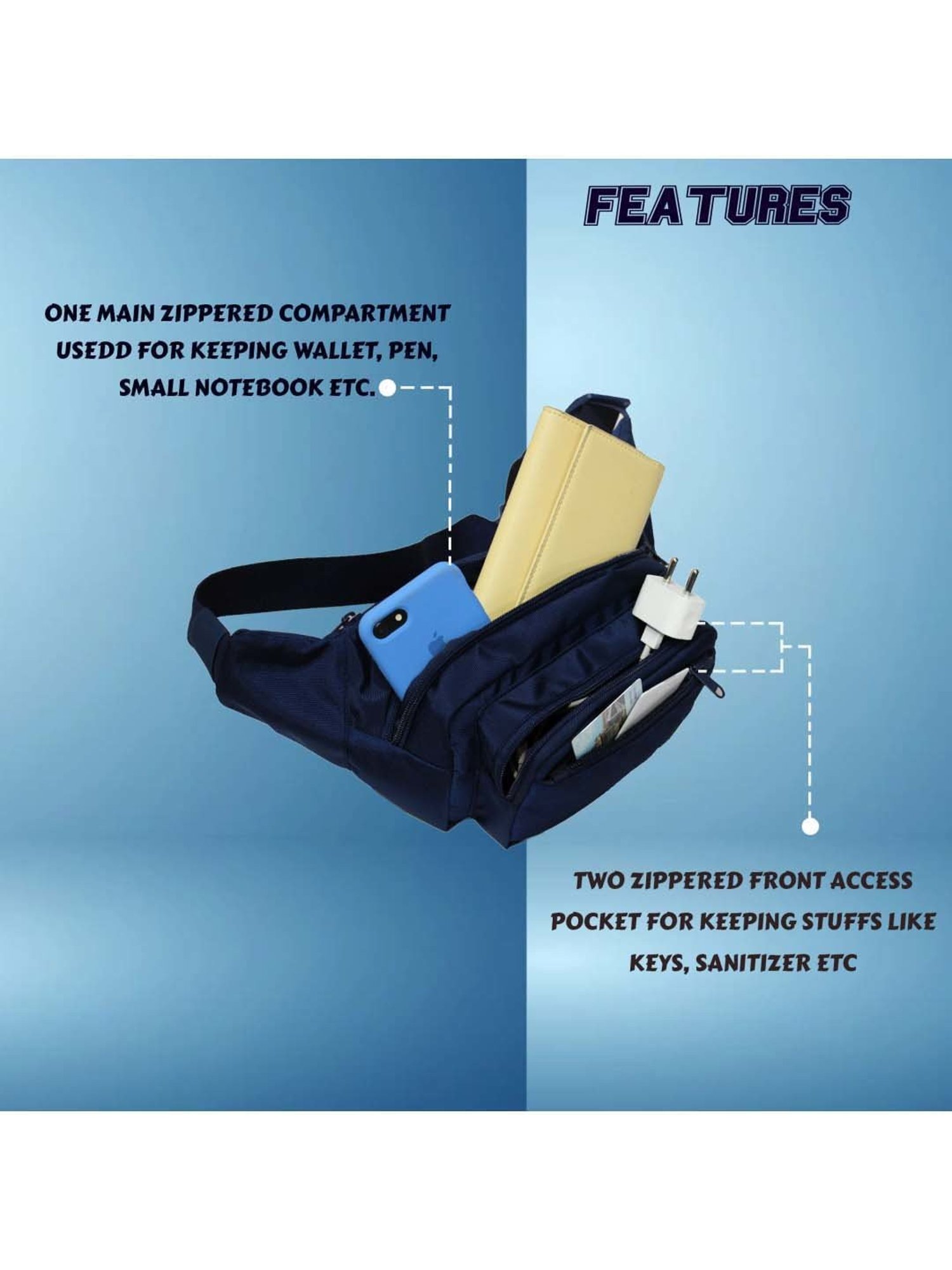 F Gear Navy Solid Waist Pouch