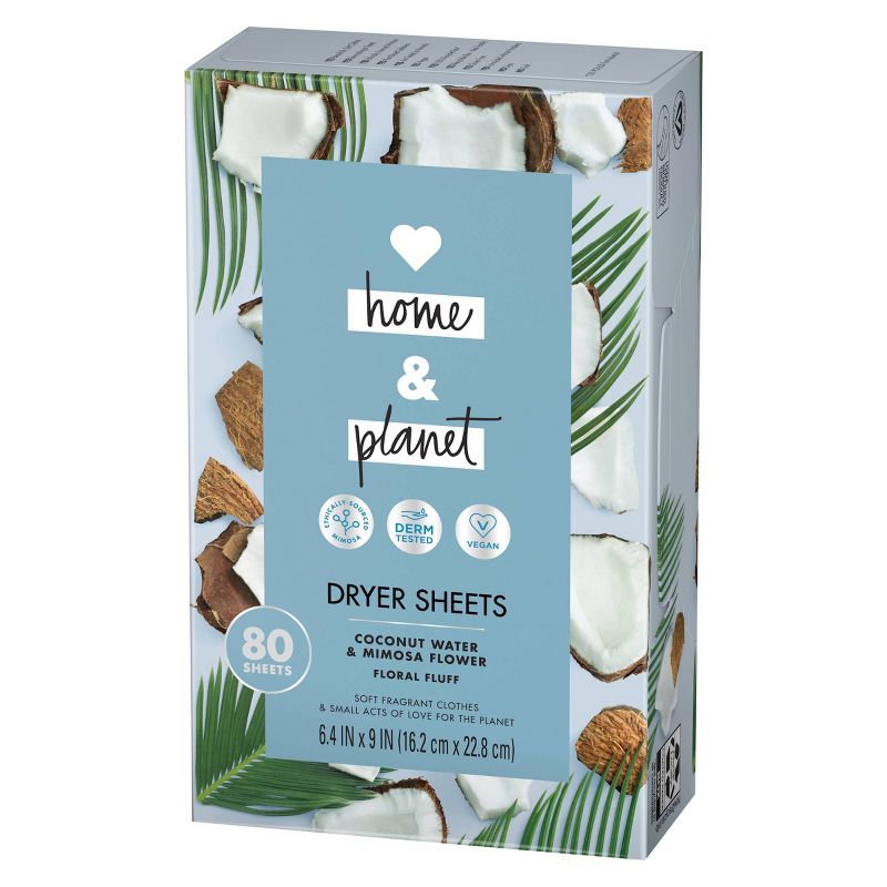 Love Home & Planet Coconut Water & Mimosa Flower Dryer Sheets - 80ct
