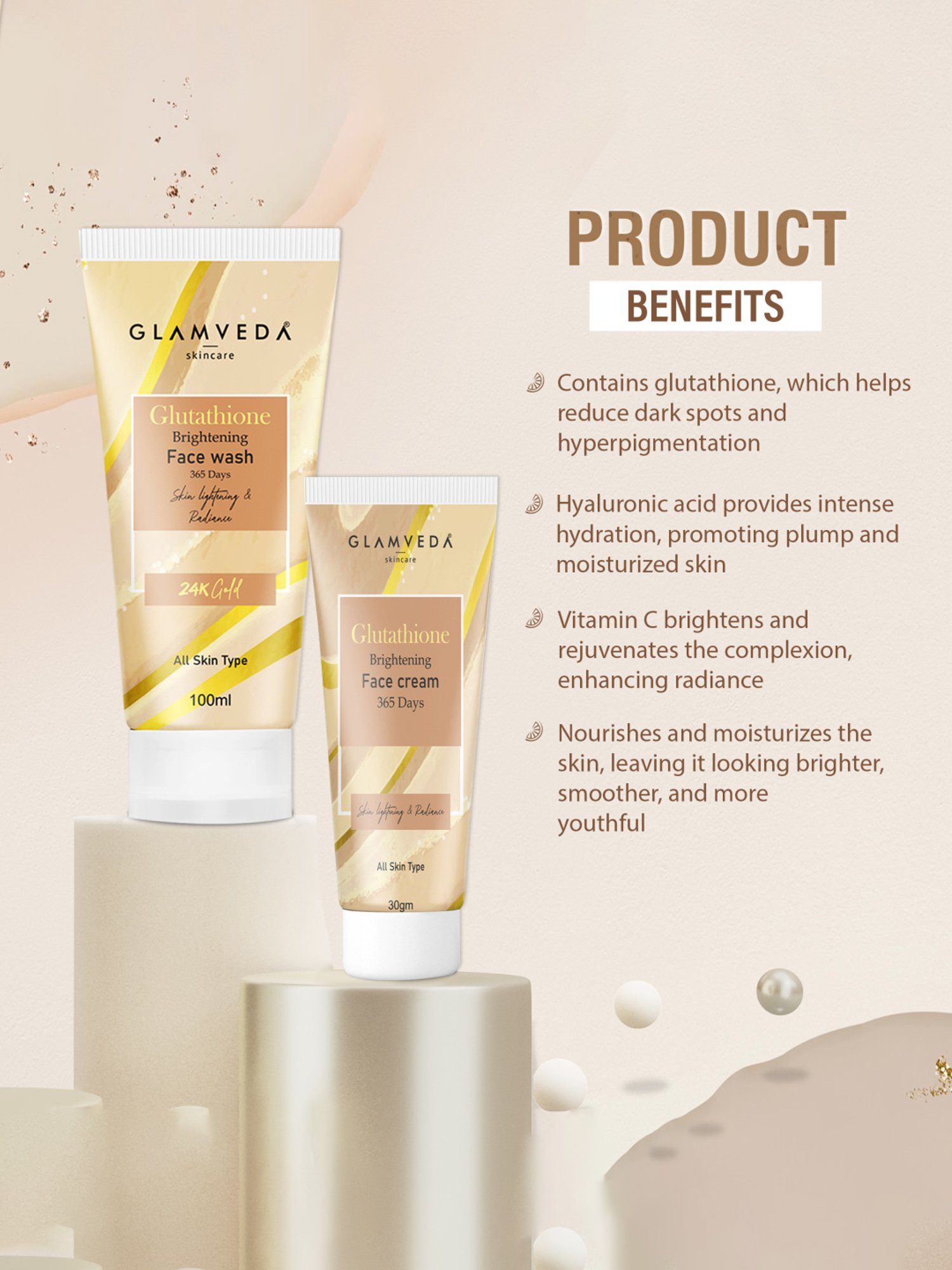 Glamveda Brightening & Dark Spots Removal 2 Steps Skincare Routine Combo