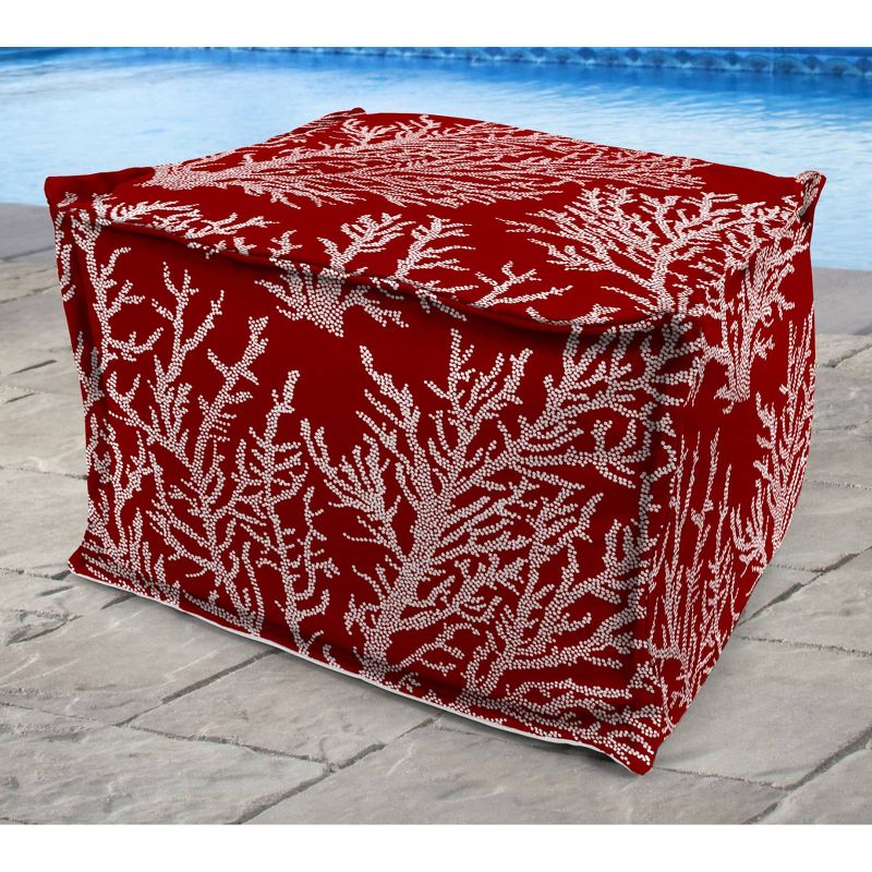 Outdoor Bean Filled Pouf/Ottoman In Seacoral Red - Jordan Manufacturing