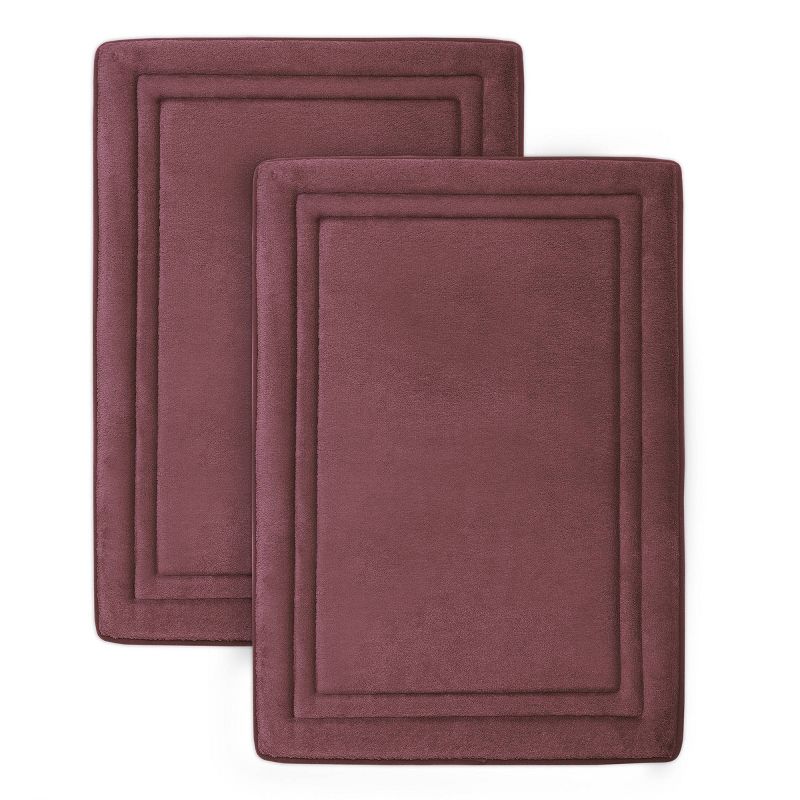 2pc Quick Drying Memory Foam Framed Bath Mat with GripTex Skid-Resistant Base Purple - Microdry
