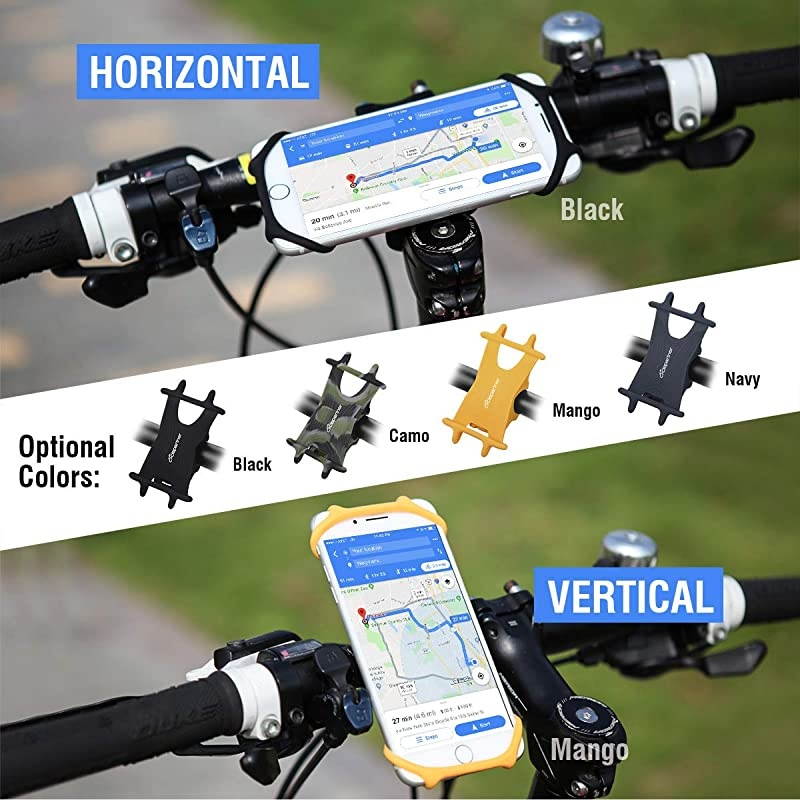 Universal Phone Mount for Bike NonSlip Shockproof German Silicone Cellphone Bicycle Motorcycle Holder Mobile Smartphone Compatible for iPhone X XS MAXPlus 8 7 6 5GalaxyNote Black L