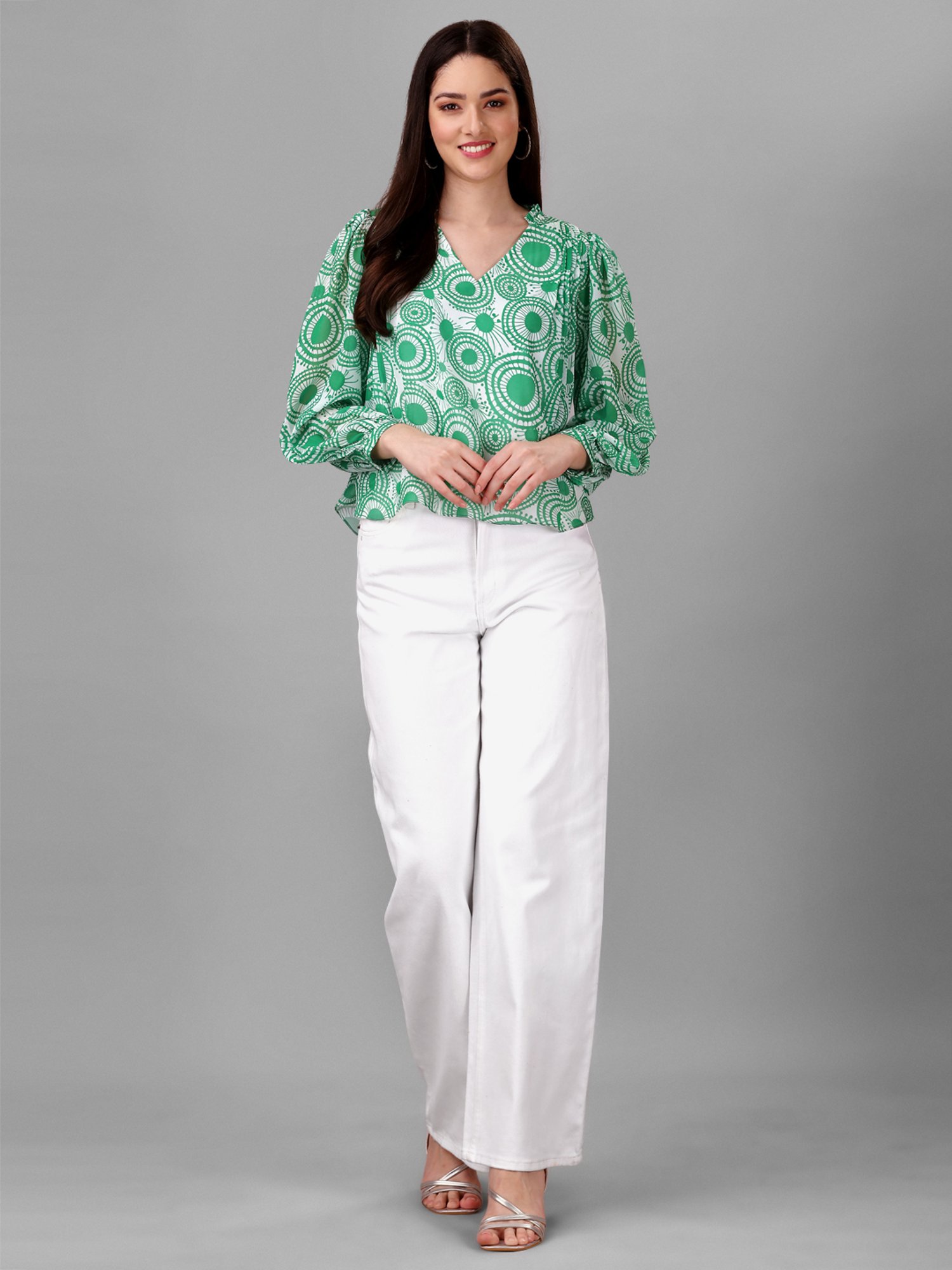 MASAKALI.CO Green Printed Top