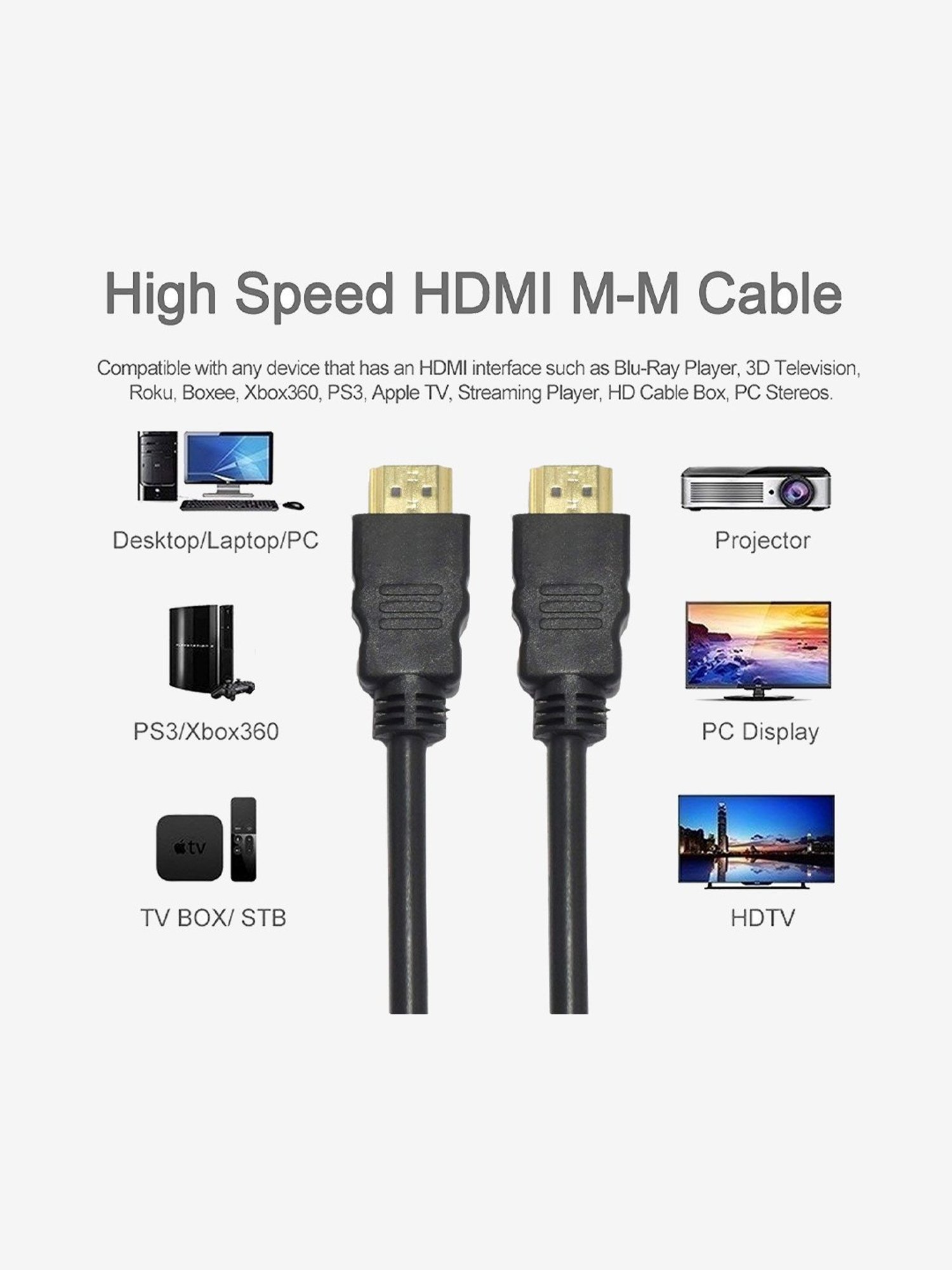 EBSB High Speed HDMI Cable Supports Ethernet, 3D, 4K Video (Black)