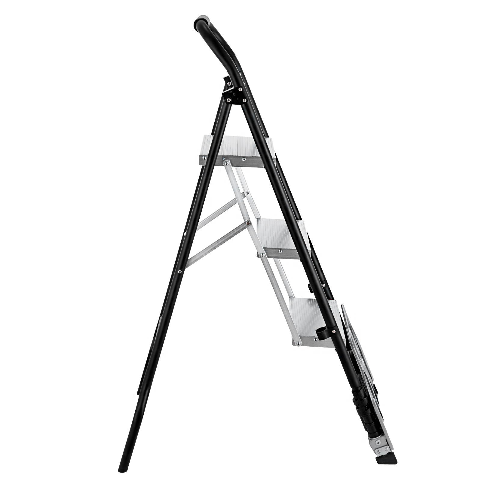 VEVOR 3-Steps Ladder Cart 2-in-1 Convertible Step Ladder Folding Hand Truck with Trolley