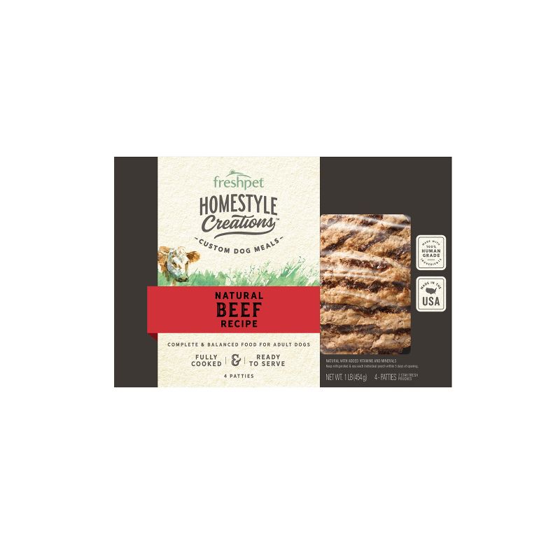 Freshpet Homestyle Creations Beef Recipe Patties Refrigerated Wet Dog Food - 1lb