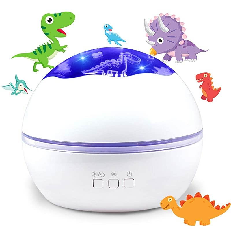 Projector Lamp with Projection Mode and Night Light Mode 360&deg; Rotation LED Night Lights with 9 Colors White