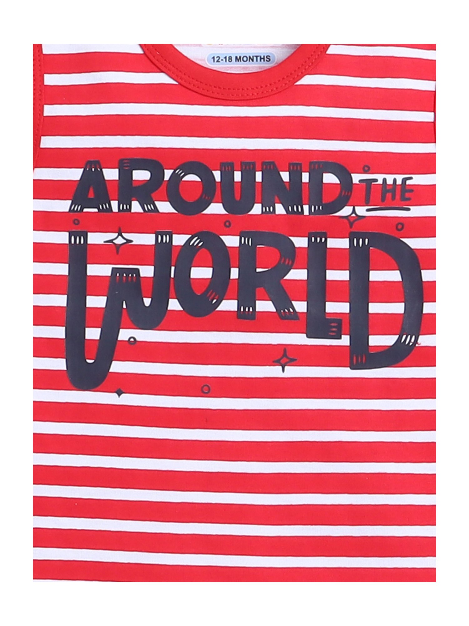 Bumzee Kids Blue & Red Striped T-Shirt (Pack Of 2)