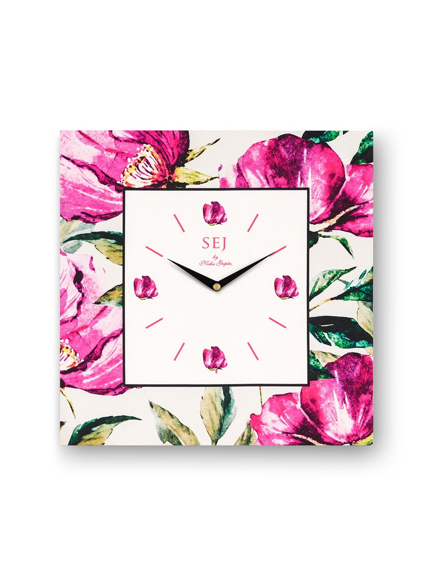 SEJ by Nisha Gupta White Framed Analogue Wall Clock - Set of 1