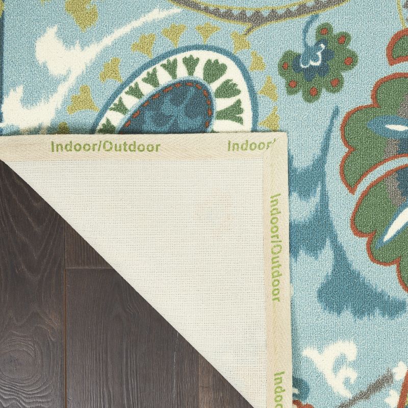 7'9"x10'10" Rectangle Indoor and Outdoor Area Rug Blue - Waverly