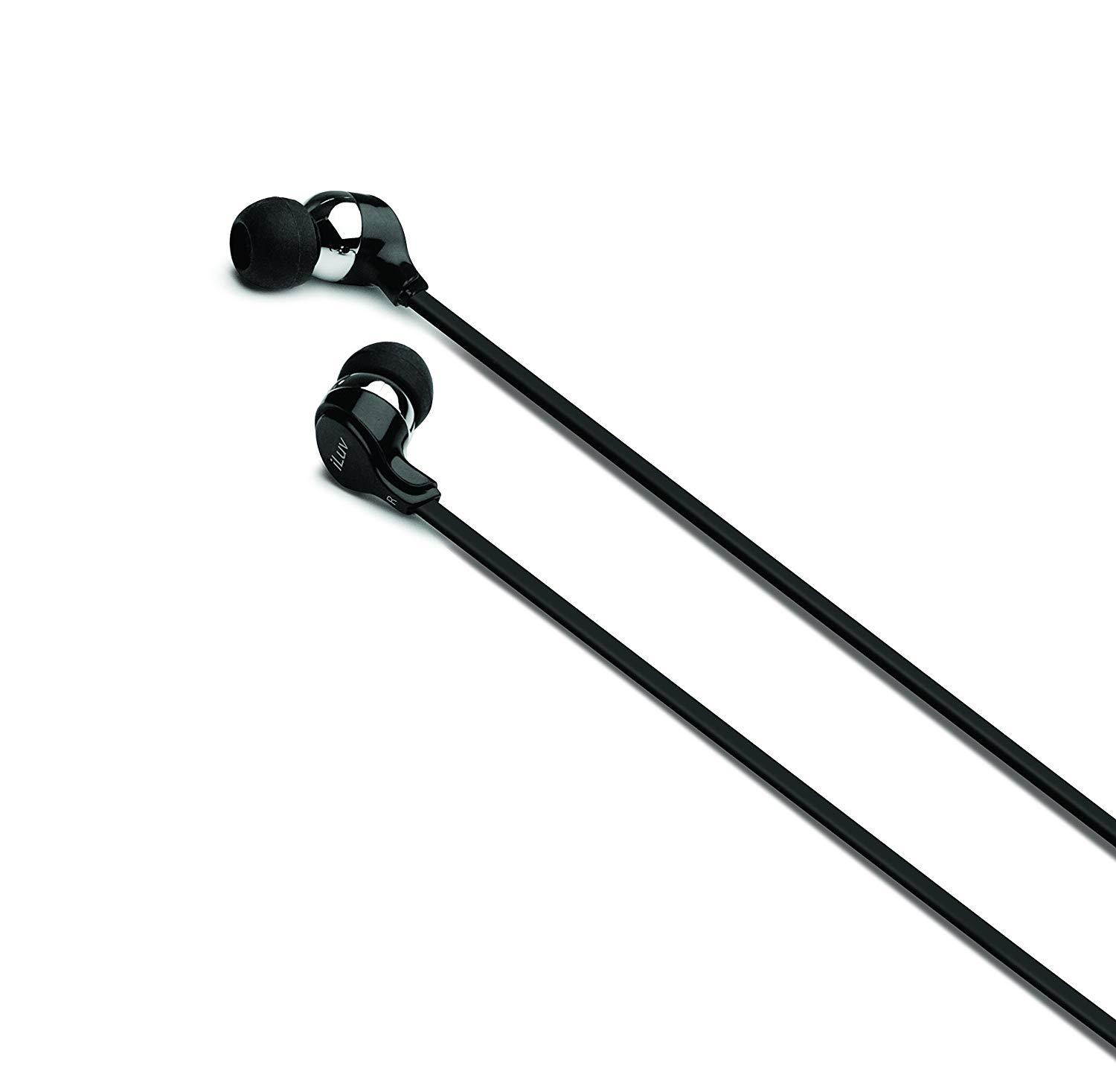 iLuv Tangle-resistant comfortable fit stereo earphones for iPhone, iPad, iPod, SAMSUNG, LG, Google Next, Others phones, tablets and MP3 (Black)