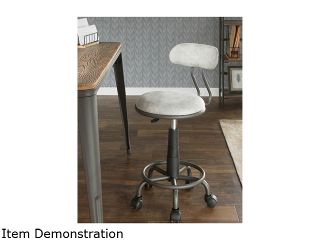 Swift Industrial Task Chair in Grey Metal and Light Grey Faux Leather by LumiSource